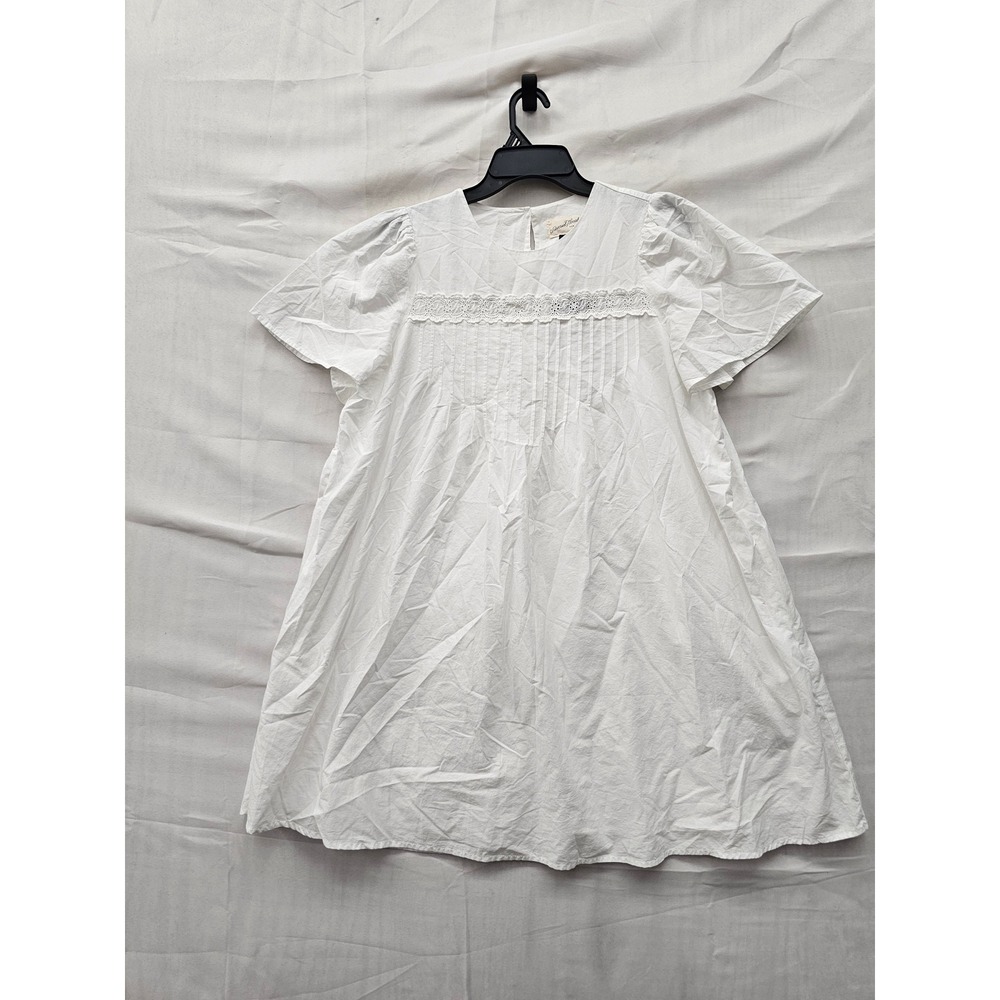 Universal Thread Womens Babydoll Mini Dress White Cotton Casual Size Medium